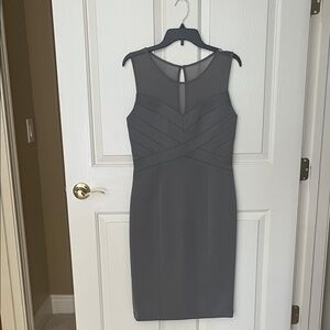Jessica Simpson Storm Front Gray Paneled Bodice Stretch Scuba Dress